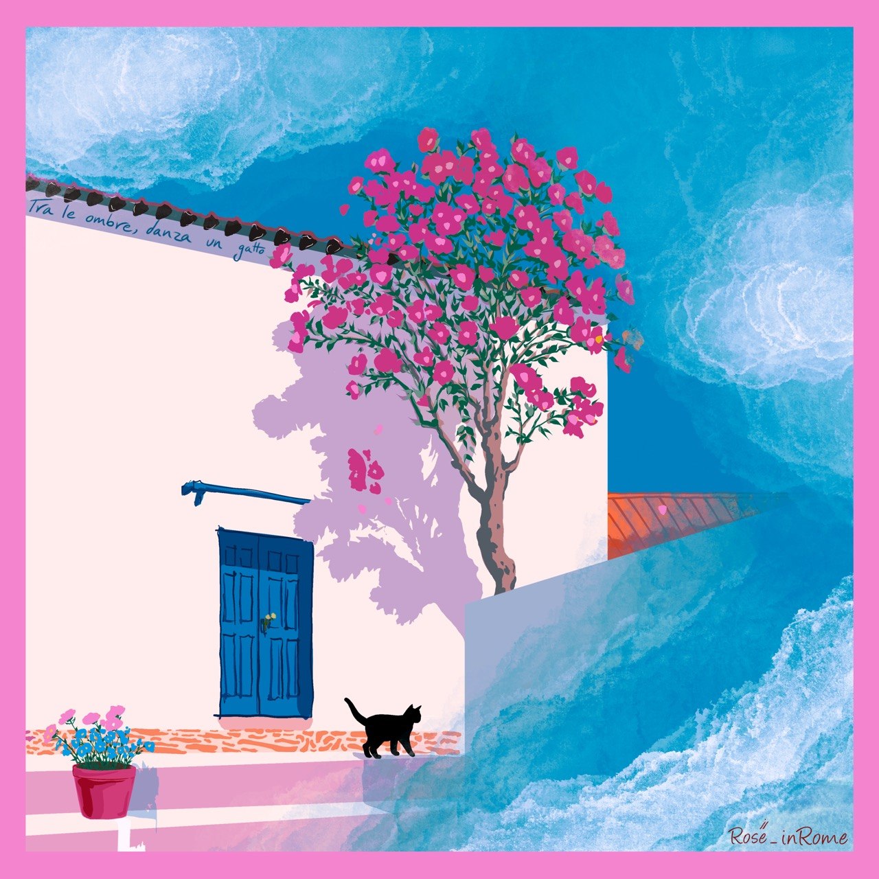 Cotton scarf - Pink Tree